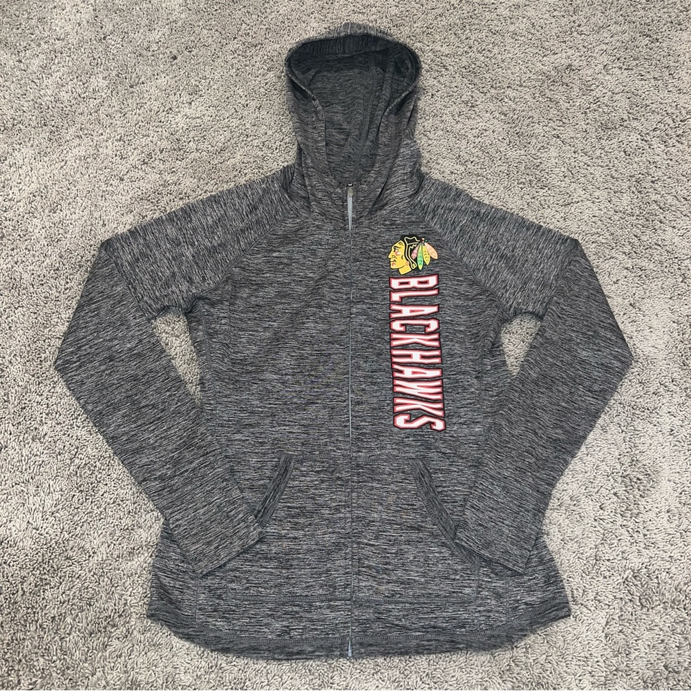 G3 4Her NHL Chicago Blackhawks Heathered Full Zip Hoodie Small Connor Bedard